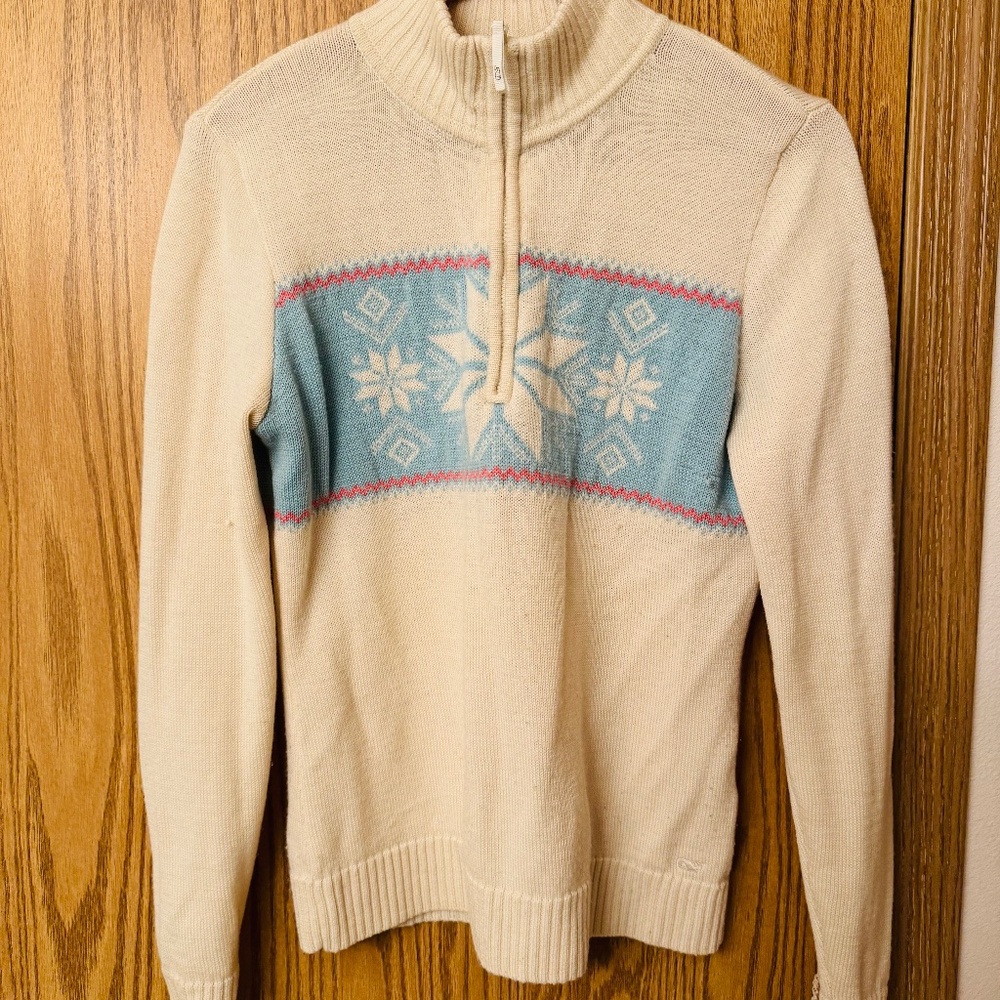 ❄️ Vineyard Vines 100% wool zip-front Nordic style sweater